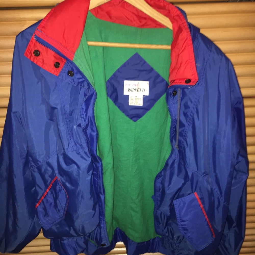 Vintage multi color jacket with hoodie